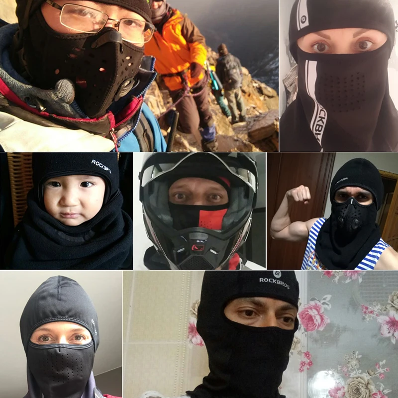 ROCKBROS Winter Thermal Fleece Ski Mask Full Face Cover Snowboard Hood Scarfs Outdoor Sport Windproof Cycling Headgear Balaclava 6