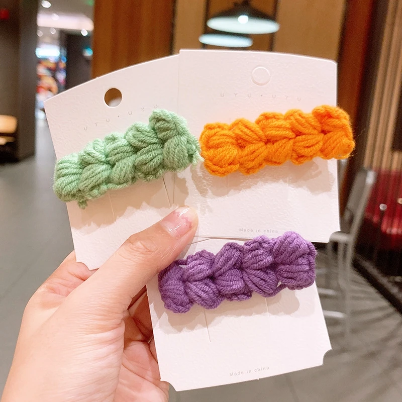 

Women Girls Chic Winter Twist Knit Wool Hair Clips Hairpins Elegant Sweet Autumn Barrettes Cute Duckbill Clip Hair Accessories