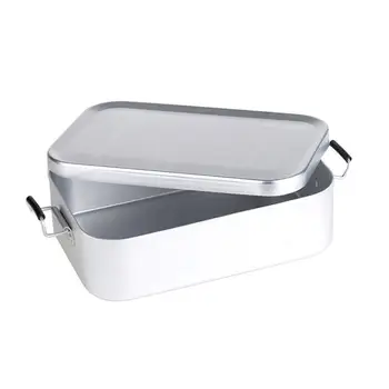 

Aluminum Metal Lunch Box Food Container Outdoor Camping Lunch Box with Double-ear Buckles