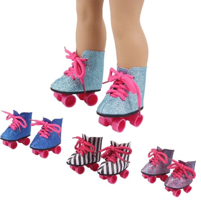 Doll 10 Styles Roller Skate Shoes Fit 18 Pollici American & 43 Cm Baby New Born Doll Color Boots Generazione Christmas Girl'S Gift Toy
