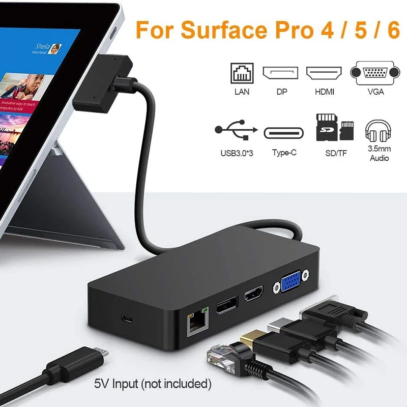 11 в 1 USB 3 0 концентратор док станция для Surface Pro с 4K Hdmi/Dp/Vga 5 o гигабитный Ethernet адаптер