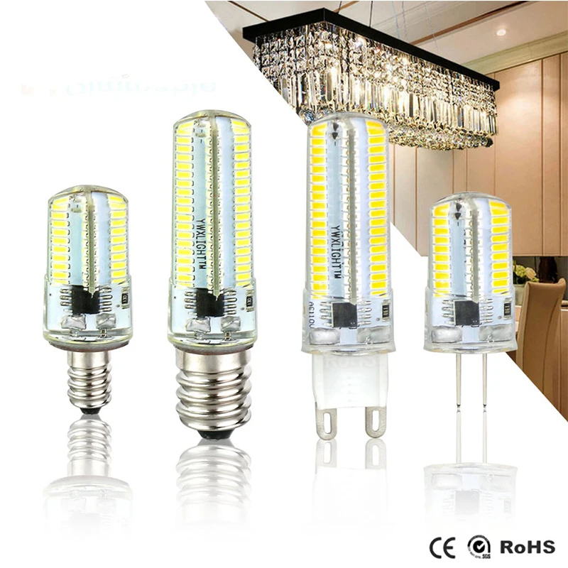 10Pcs Dimmable Lamp Bulbs Led Silicon Lights 64Led 152Led G9 G4 E17 E14 E11 E12 G8 Bulb AC220V 110V 3014SMD Home Decorated Light | Лампы и