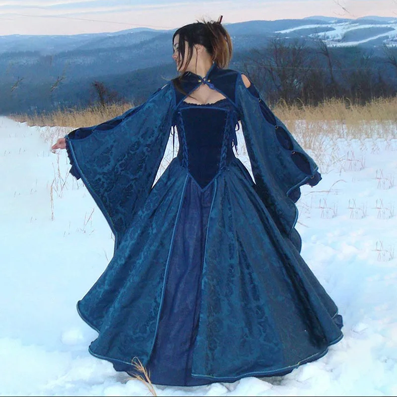 Женское платье средневековое винтажное Королевское вечернее длинное с высокой