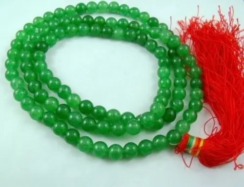 

8mm Tibetan Buddhism 108 Green Chalcedony Mala Necklace+No Elastic