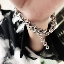 Серебряный мужской браслет из нержавеющей стали, кубинская цепочка на руку, мужские аксессуары, Рок Браслеты с подвесками, цепочка на руку, панк, хип-хоп