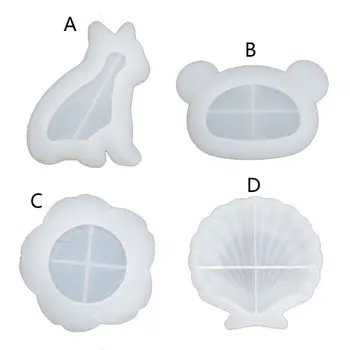 

Handmade Cute Dish Resin Mold Jewelry Making Tools Bulldog Shell Bear Flower Plate Silicone Epoxy Resin Casting Dish Mould