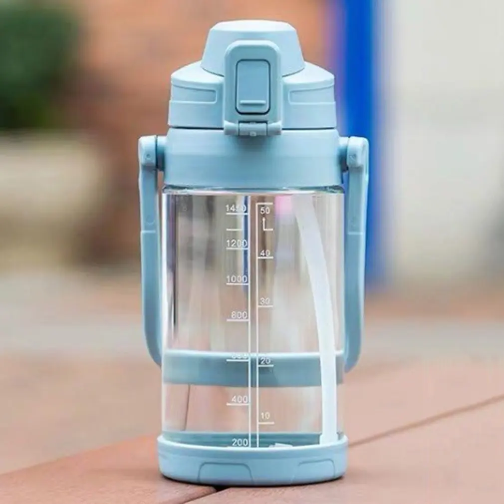 2021 New Sport Drinking Water Bottle with Straw BPA Free 1450 Ml  Plastic Water Drinking Bottle for Water 250ml infant cartoon drinking handle bottle water straw cup with gravity ball