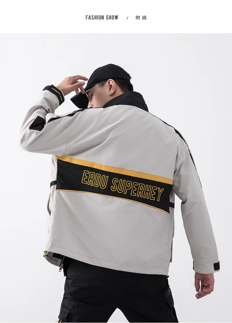 Autumn jacket men spring jackets mens solid color street Hip-hop style coat newest yellow fashion clothes red lapel latest