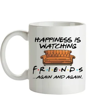 

Friends Creative Ceramic Coffee Cup Forunisex Hot Sale 350ml White Circle Monolayer Big Beer Mug with Handgrip Porcelain Tea Mug