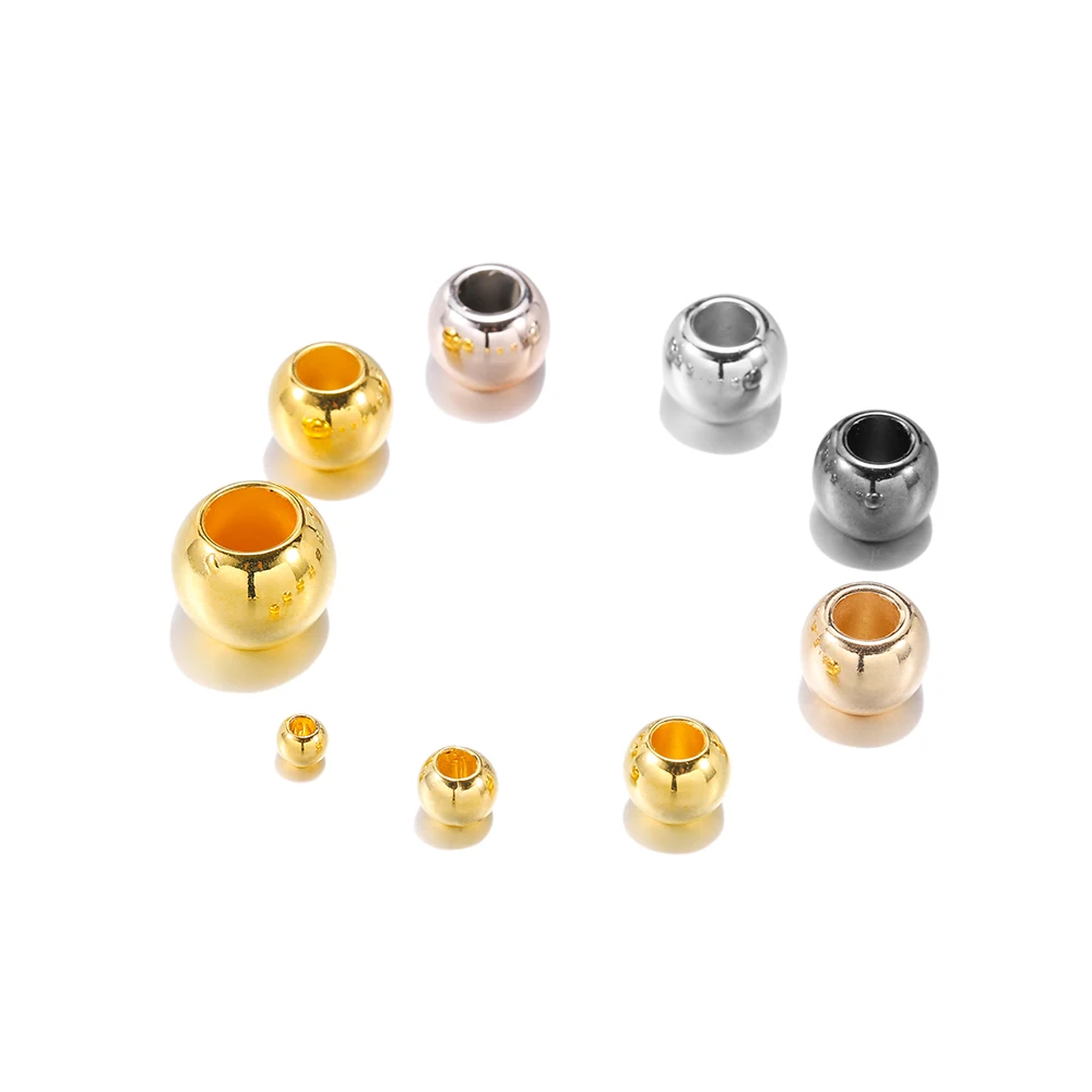 50-100pcs 4 6 8 10 12mm Ball Big Hole Round Beads CCB Loose Spacer Beads For DIY Jewelry Making Accessories (Not Metal)