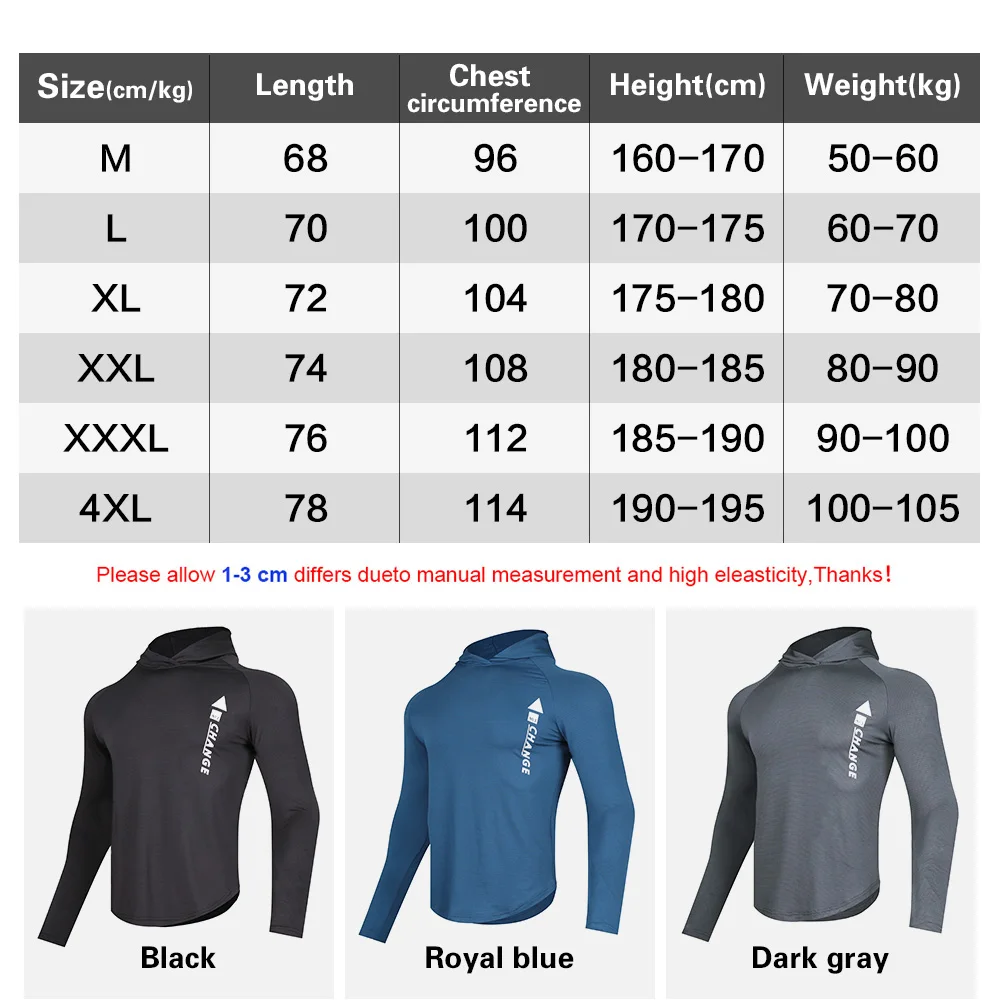 Fall Men's Running Sports T-Shirt, Quick-Drying Compression Training Hooded T-Shirt ,Rashguard for Men Fitness,Gym Coach Clothes