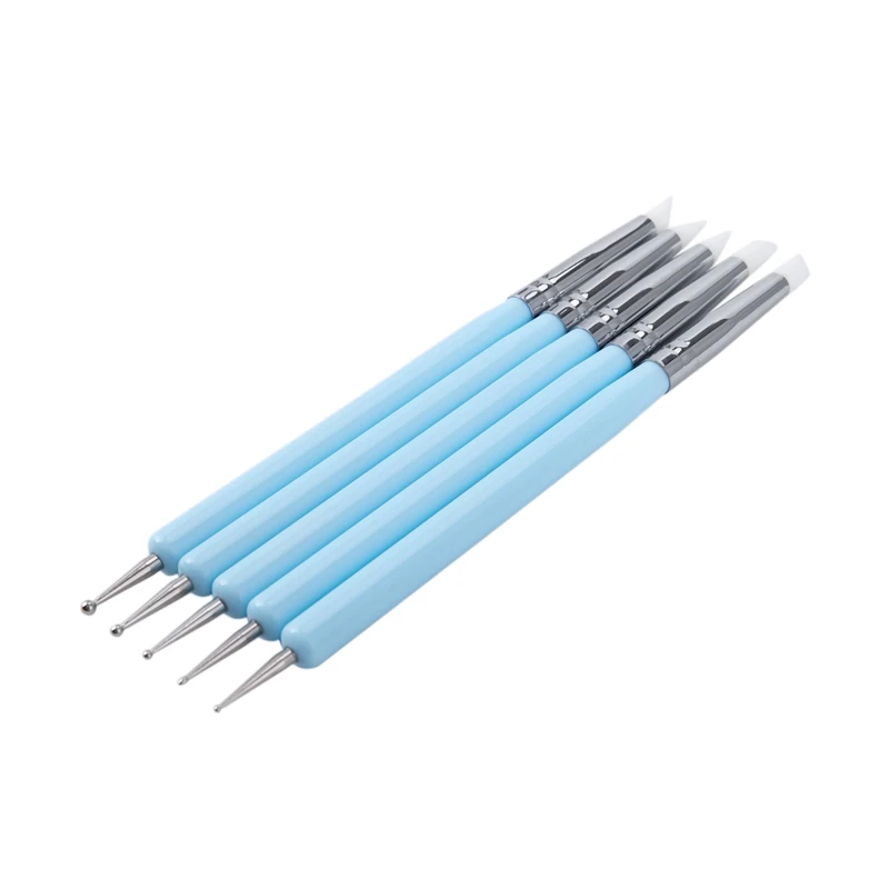 5X2 Way Мяч Stylus Dotting силиконовый инструмент цветной корсет кисти ручка для посуда из полимерной глины инструмент для моделирования Ногтей