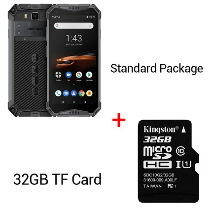 Ulefone Armor 3 Вт IP68 водонепроницаемый мобильный телефон 10300 мАч 5," FHD+ Восьмиядерный 6 ГБ+ 64 ГБ helio P70 Android глобальная версия Smart - Цвет: Black N 32GB Card