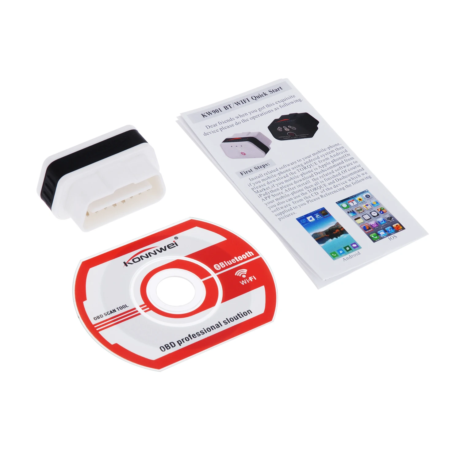 KW901 ELM327 OBD2 считыватель кодов BIuetooth 3 0 12V Диагностика неисправностей автомобиля