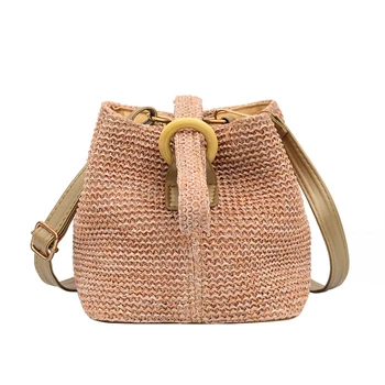 

Women’s Straw Khaki Crossbody Bag Bohemian Woven Casual Shoulder Bag for Summer Holiday Vacation Middle-sized Crossbody Bags