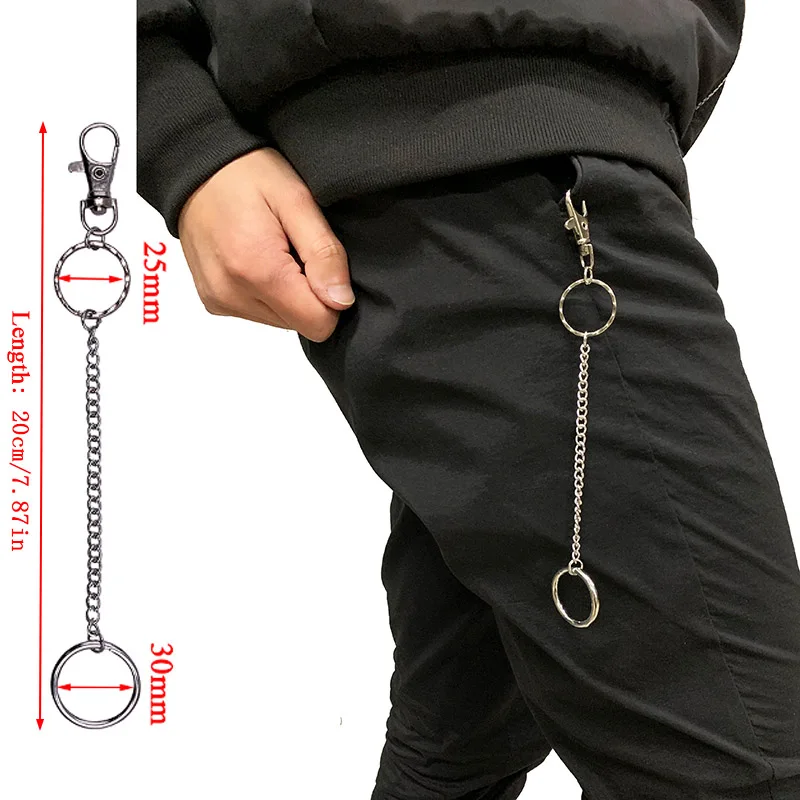 G -20cm short style Бла брюки с металлической цепью штаны с цепочкой в стиле «панк» в стиле хип-хоп, ухода за кожей цепи талии звеньевые металлические серебряного ключа цепочка на джинсы талии ссылка брелок ювелирные изделия Z30 - Цвет: G -20cm short style