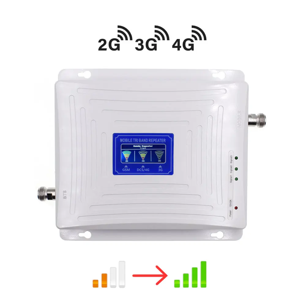 

900/1800/2100 Cellular Amplifier 2G GSM 3G WCDMA 4G DCS 900 1800 2100 MHz Signal Repeater 4G LTE Booster With LCD Display