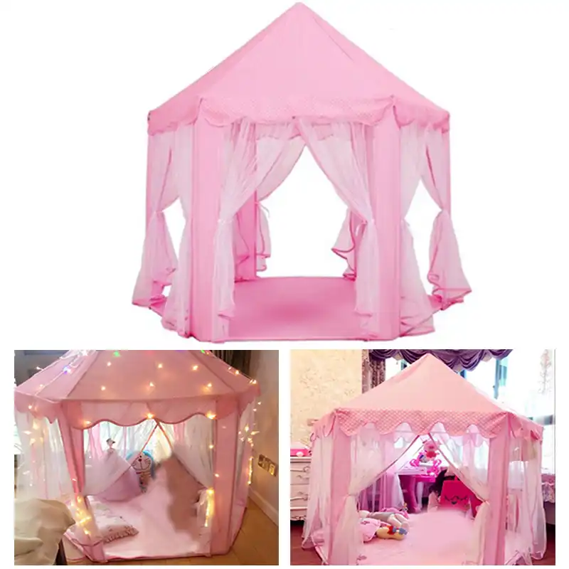 girl indoor tent pink princess tent with lights and curtains