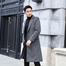 Тренч Homme зимний шерстяной Повседневный клетчатый Тренч мужской корейской версии Тонкий мужской длинный плащ мягкий мужской плащ