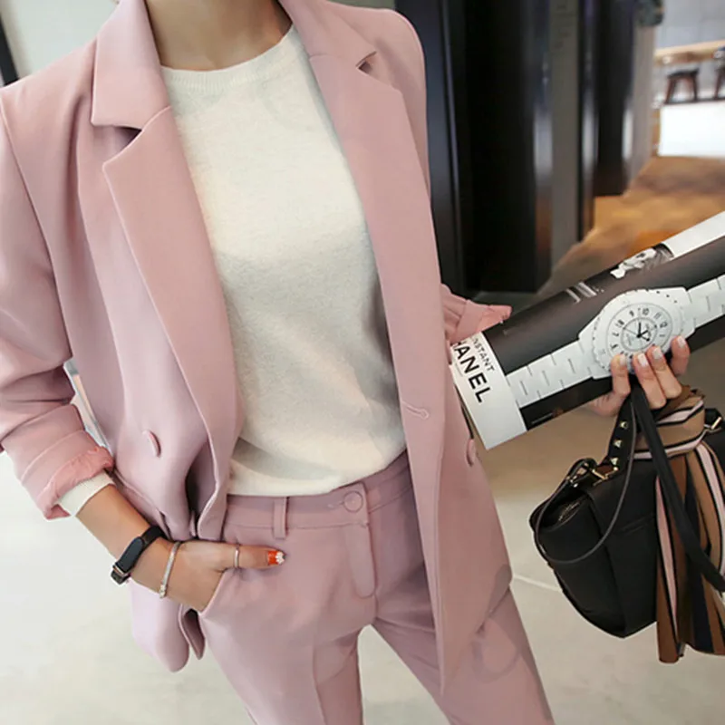 

Newest Winter Spring Elegant Office Lady Business Suits Female Two Piece Sets Femme Long Sleeve Jacket and Trouser suits