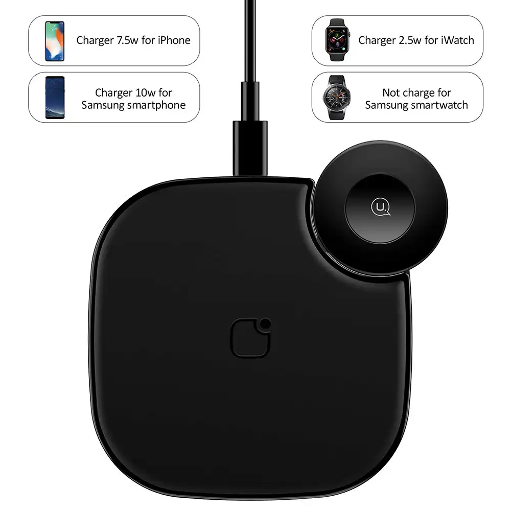 2 In 1 Qi Fast Wireless Charger Pad For Iphone 11 Pro Xs Max Xr X