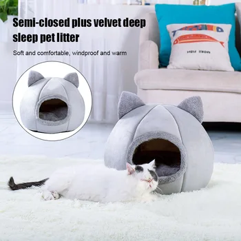 

Pet Dog Cat Tent House Kennel Winter Warm Soft Foldable Sleeping Bed Nest MJJ88