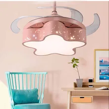 Светодиодный потолочный светильник для фанатов, 42 дюйма, детская комната, футбол, мальчик, пульт дистанционного управления, потолочный вентилятор, лампа для девочек, лампа для принцесс, розовый цвет