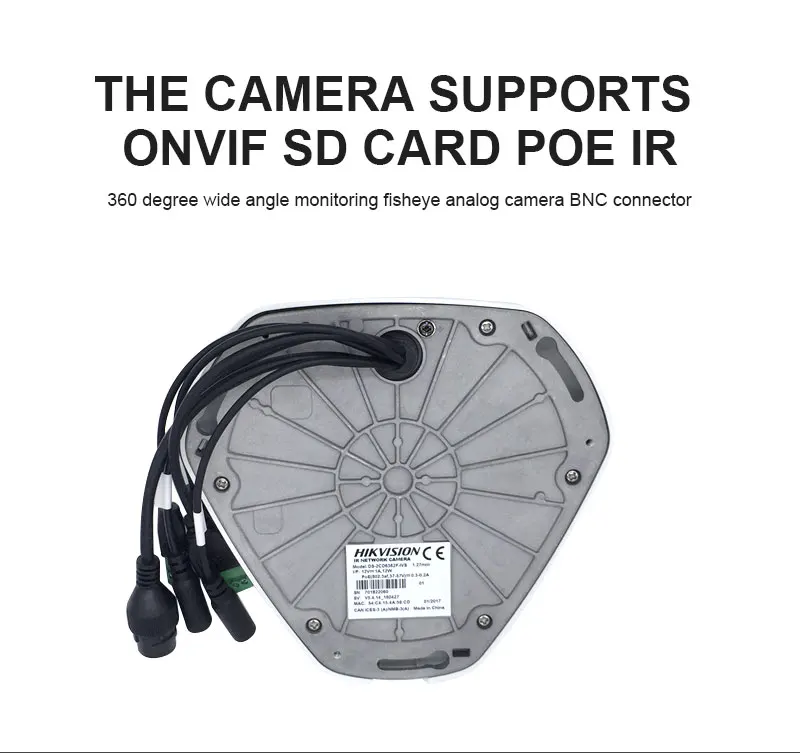 HIKVISION DS-2CD6362F-IVS китайская версия 6MP Fisheye View водостойкая ip-камера поддержка SD карта/PoE/IR ONVIF