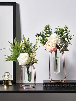 

Nordic Creative Fashion Geometric Metal Bedroom Vase Flower Living Room Table Stand Ornaments Decoracion Salon Home Decor EC50HP