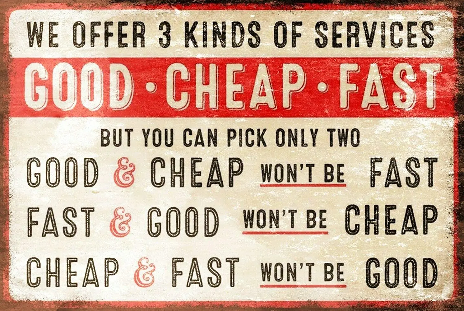 

Good Fast Humorous Funny Retro Style Metal Sign Office Shop Work