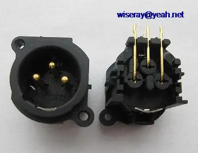 

DHL/EMS 100PCS Gold Right Angle 3-Pole XLR Male Panel socket for Microphone guitar charger-A7
