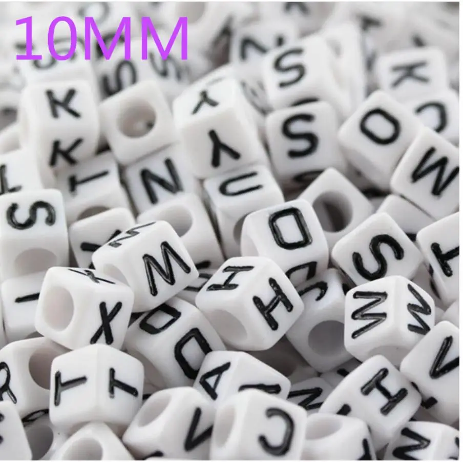 10mm MIXED Letter 100 шт 7-10 мм Смешанные Квадратные бусины в форме букв Алфавит Акриловые бусины ручной работы ювелирных изделий для браслета ожерелье аксессуары - Цвет: 10mm MIXED Letter