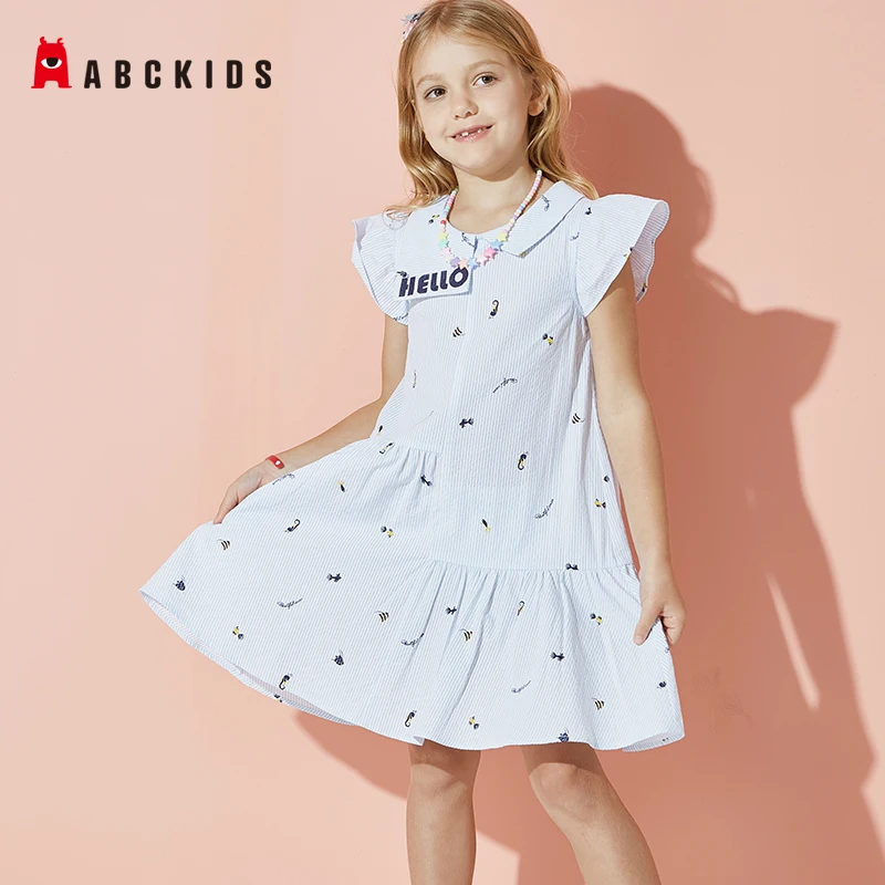 ABCkids/платья для девочек с асимметричным вырезом Новое Модное детское платье