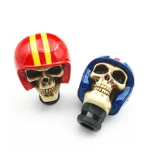 

Car center control panel shift knob handle shift handbrake cover red and blue skull helmet decoration sticker accessories 1 set