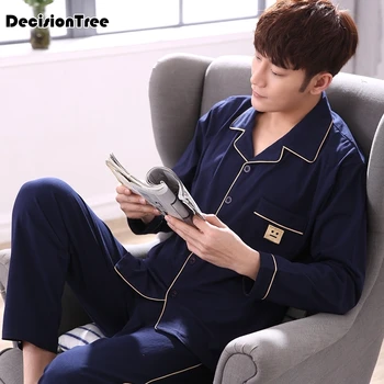 

2020 mens stain silk pajama set pajamas men sleepwear modern style silk nightgown home male satin soft for sleeping