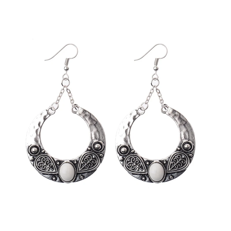 OIQUEI, индийская Jhumka, ювелирное изделие,, модные жемчужные кисточки, богемные, винтажные, серебряные, большие, круглые колокольчики, висячие серьги для женщин - Окраска металла: HXE001-2