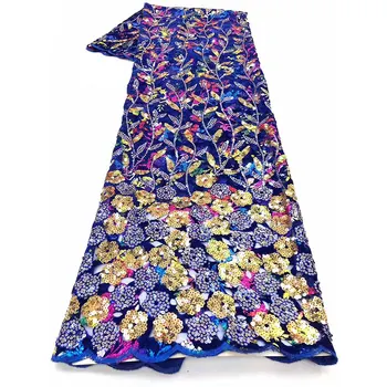 

Nigerian Velvet Lace Fabric High Quality African Lace Fabric With Sequins French Lace Fabric For wedding dress