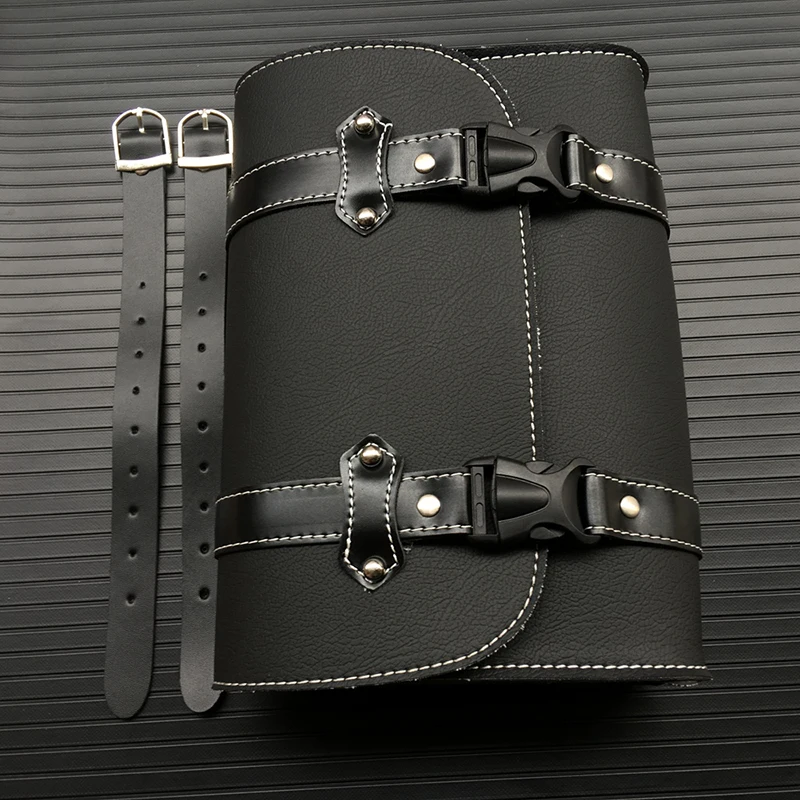 Motorbike PU Leather Side Storage Tool Pouch Tail Bag Luggage Borsello Moto Universal D20 Black Motorcycle Saddle Bags