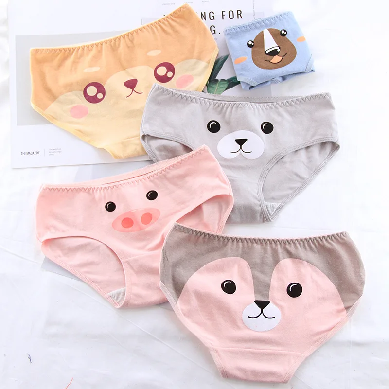 Pantie/удобные хлопковые трусы с рисунком животных, нижнее белье для девочек-подростков, Короткие От 10 до 14 лет