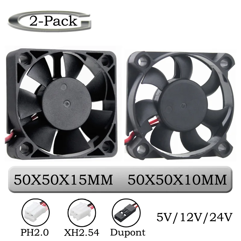 2 шт. Gdstime DC 5 в 12 В 24 2Pin см пластик 5010S 5015 50x50x10 мм 50 двойной шар ПК Бесщеточный