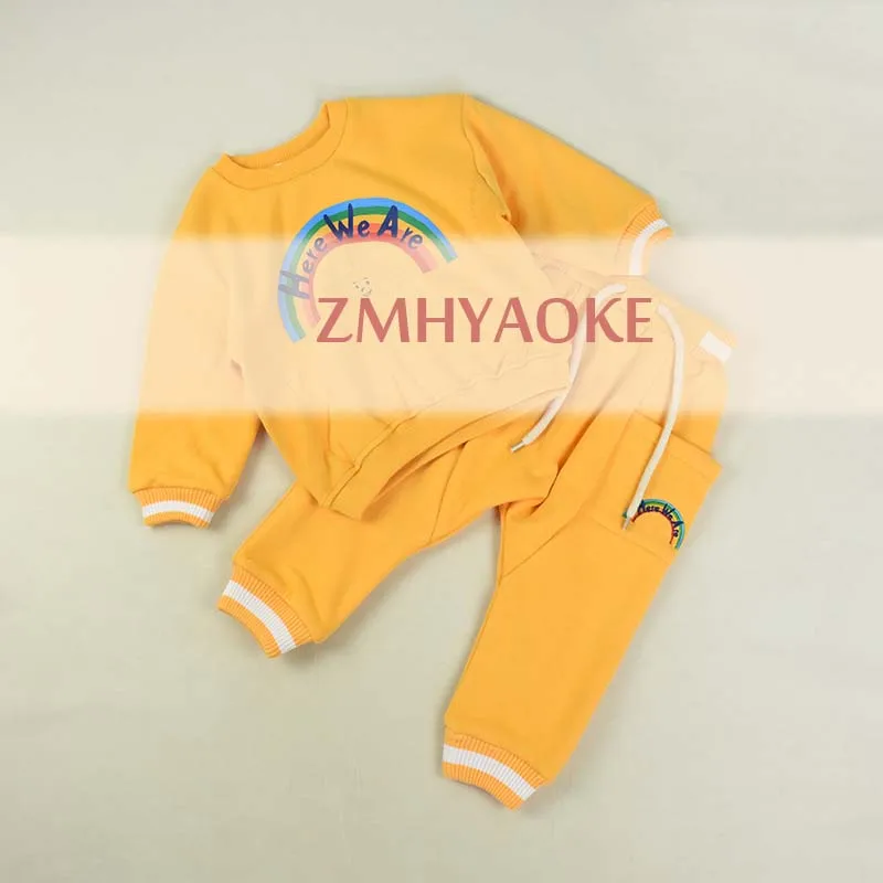 Spot ZMHYAOKE-BB, коллекция года, наборы для девочек ясельного возраста, оранжевые топы и штаны, белый голубь, детская одежда, Бархатные наряды для Дня благодарения, Рождество