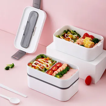 

GESEW Microwave-heated Lunch Box Multi-layer Partitioned Plastic Bento Box New Japanese-style Kitchen Accessories With Tableware