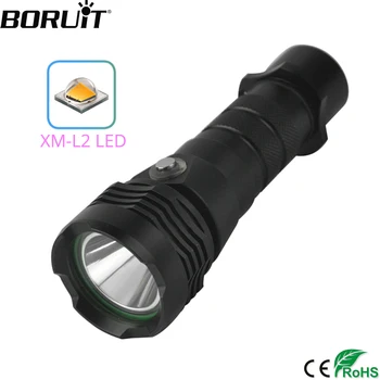 

BORUiT 2000lumens Professional Scuba Diving Flashlight XM-L2 LED Portable Dive torch 80M Underwater 3-Mode Light 18650 Battery