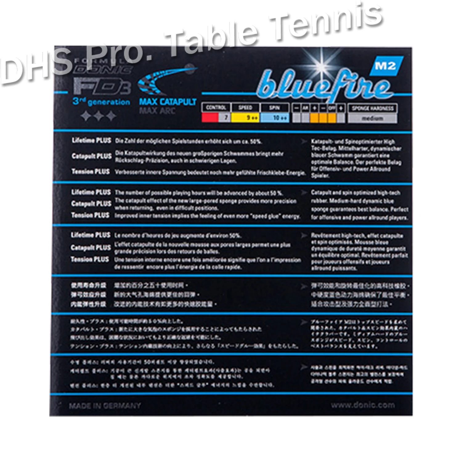 Donic Original Blue fire M2 Bluefire Pips-in BLUE губка для настольного тенниса, резина, сильный спиннинг, прыщи из резины для пинг-понга