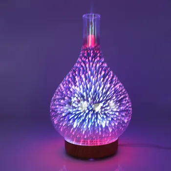 

7 Color Changing LEDs, Waterless Auto-Off,BPA Free for HomeEssential Oil Diffuser 3D Glass Aromatherapy Ultrasonic Humidifier