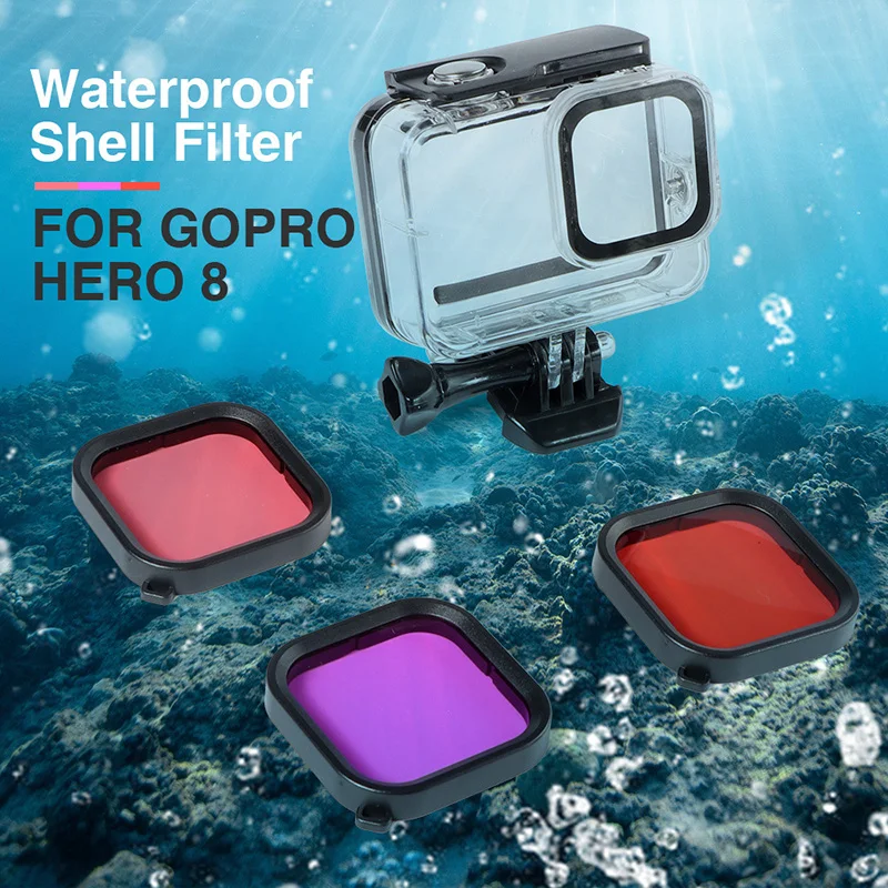 3 шт. фильтры для Gopro Hero 8 Водонепроницаемый чехол водонепроницаемый Дайвинг фильтр аксессуары для камеры HSJ-19