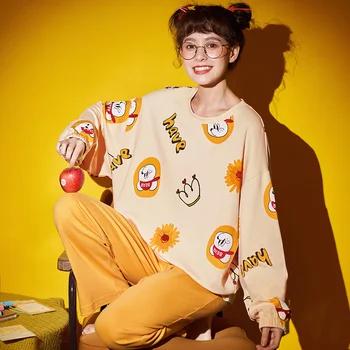 

2020 Autumn Winte Women Long sleeve pijama for male sleep clothing casual nightie sleepwear pyjamas suit autumn Couple pajamas