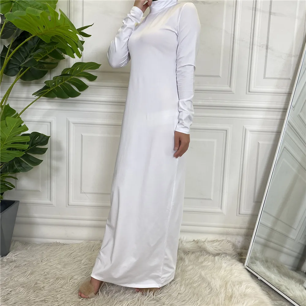 Turtle Neck Hijab Inner Dress Muslim For Women Maxi Robe Dubai Abaya Turkey Kaftan Islamic Clothing Femme Arabic Modest Vestido