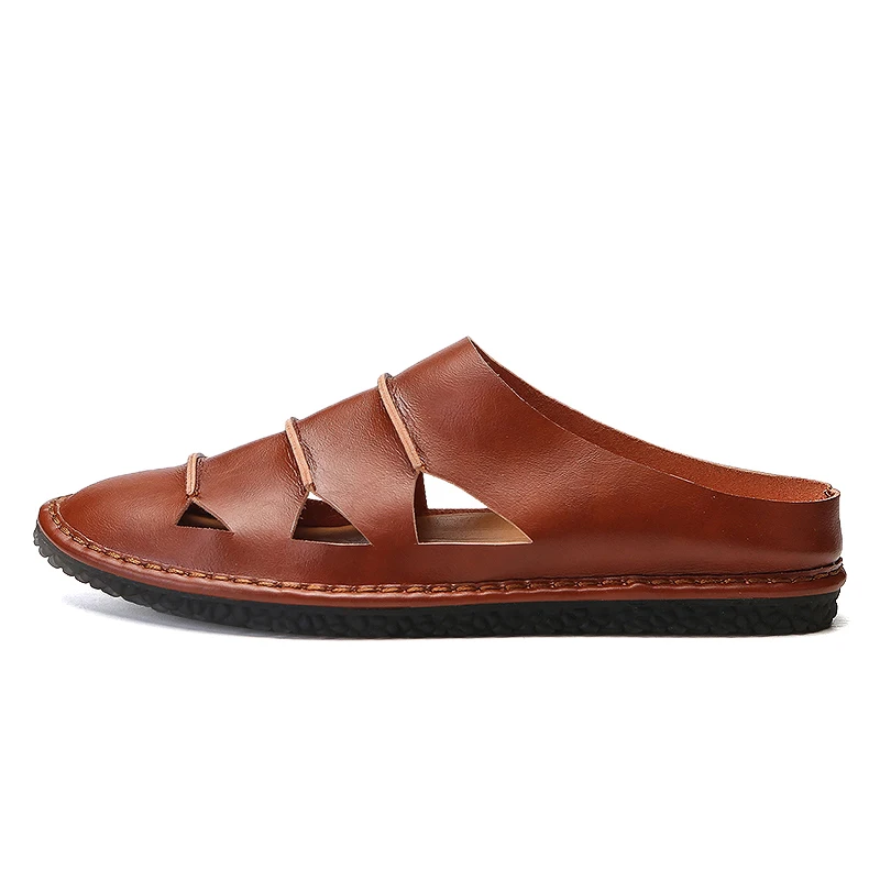 Мюли мужские кожаные натуральная кожа без застежки повседневные туфли ручной