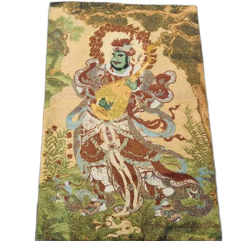 Tibet Tibetische Tuch Seide Gelb Jambhala Reichtum Gott Tangka Thangka Malerei 